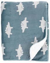 Carters Stegosaurus Dinosaur Dino Baby Boy Blanket Plush Sherpa Blue Gray White - £63.22 GBP