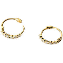 Anyco Earrings Fashion Gold 925 Sterling Silver Bohemian Luxury Zircon Huggie - £15.54 GBP