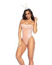 SEXY BUNNY UNDERWIRE BODYSUIT TEDDY LACE UP BACK &amp; HEAD PIECE Size S/M-L/XL - £31.09 GBP