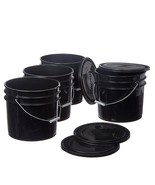 Hudson Exchange Premium 3.5 Gallon Bucket with Lid, HDPE, Black, 4 Pack - $1,654.77 MXN