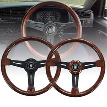 Universal 14 Inch Nd Retro Wood Grain Auto Racing Steering Wheels Deep C... - £88.87 GBP
