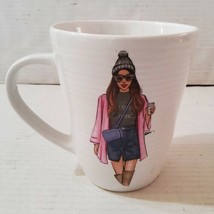 Rongrong Mod Chic Fashion Girl College Woman Tall Coffee Cup Tea Mug Lip... - £18.38 GBP