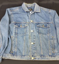 Vintage Eddie Bauer Blue Jean Jacket Mens Large Denim Trucker 90&#39;s Rancher Y2k - £21.55 GBP