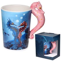 Seahorse Lisa Parker Coffee Tea Mug Cup 13.5 oz Ceramic Ocean w Shaped H... - £17.14 GBP
