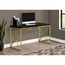 Monarch Specialties 48 in. Cappuccino &amp; Gold Metal Computer Desk - $400.19
