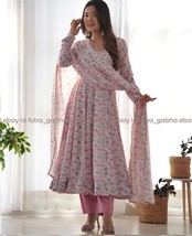 Pink base flower printed anaerkali dress for women,womens wear anarkali ... - $46.00