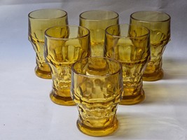 Vintage Viking Glass Amber Georgian Honeycomb 5&quot; Tumblers - Set Of 5 + One Free - £35.12 GBP