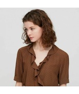 Uniqlo Ines De La Fressange Rayon Crepe Short-Sleeve Wrap Blouse Brown Size - £23.45 GBP