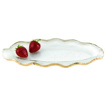 14 Mouth Blown Wavy Edge Gold Leaf Platter - $112.99