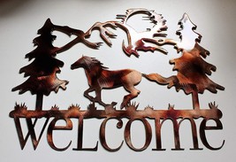 Running Horse Welcome Metal Wall Art Décor by HGMW 11 1/2&quot; x 16&quot; - £31.88 GBP