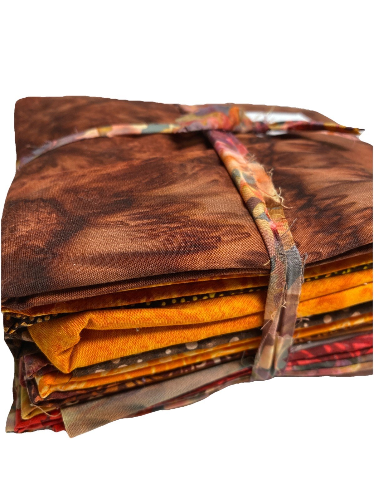 Quilting Fabric Batik Patterns Orange/Brown  (12) 1 /2 Yard Cuts NEW - $47.49