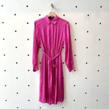 34 / S - Scotch &amp; Soda Hot Pink Silky Cinched Tie Waist Midi Shirt Dress... - £50.99 GBP