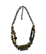 Chico’s Chunky Beaded Statement Necklace Mixed Materials Boho Earth Tone... - $22.50