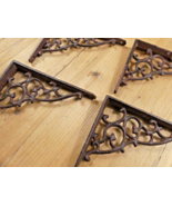 4 Antique Style Shelf Brace Wall Bracket Cast Iron Brackets Vine Corbels - $49.14 CAD