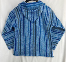 Artesanias Cuamatzi Unisex Blue Hooded Baja Beach Pullover Boho Sweatshirt Sz M - £13.39 GBP