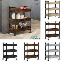 Industrial Wooden 3-Tier Kitchen Storage Bar Trolley Cart Rack With Whee... - £52.25 GBP+