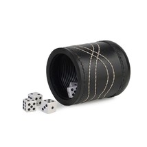 Dice Cup Leather Felt Lined Professional Dice Cup with 6 Dice for Farkle Yahtzee - $30.87