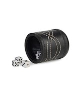 Dice Cup Leather Felt Lined Professional Dice Cup with 6 Dice for Farkle... - $30.87