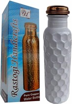 New Blue,White Color Copper Water Bottle Joint-Less Leak Proof 950 ml Hand Paint - £20.78 GBP