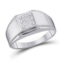 Sterling Silver Mens Round Diamond Square Cluster Ring .03 Cttw - £85.99 GBP