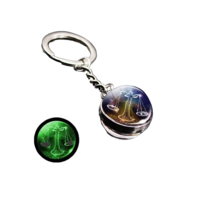 Zodiac Constellations Glass Ball Key Ring Charm - New - Libra - $12.99