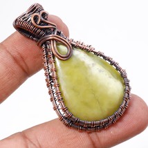 Nephrite Jade Gemstone Handmade Copper Wire Wrap Pendant Jewelry 2.10&quot; SA 749 - £5.10 GBP