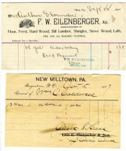 5 Pennsylvania &amp; New Jersey Bill Heads 1890s 1900s Lancaster Minsi Asbur... - £10.94 GBP