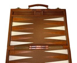 Vintage Backgammon Set Faux Leather Case Marbled Swirl Green White Pcs image 4