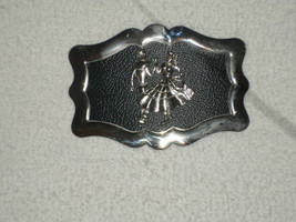 Square dance BELT BUCKLE 3D dance pair on black leather in sculpted silv... - £10.94 GBP