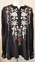 Johnny Was Floral Embroidered Blouse Size-XL Black - $148.48