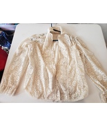 Flowered Lace Long Sleeve Blouse Ruffle Sleeves - $28.06 CAD