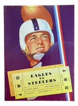 Philadelphia Eagles Contro Pittsburgh Steelers Novembre 25 1951 Gioco Programma - £38.75 GBP