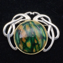 HEATHERGEMS Celtic knot brooch - 1.5&quot; sterling silver heather gem pin Sc... - $30.00