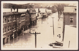 Montpelier, VT 1927 Great Flood RPPC - Western Union Building &amp; State Street - £12.54 GBP