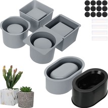 3 Pack Silicone Planter Molds For Concrete Square And Round Shaped Concrete - £31.96 GBP