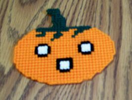 Halloween Pumpkin Magnet, Fridge, Needlepoint, Handmade, Gift, Party Decoration - $6.00