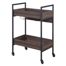 Walnut Black Serving Cart: 2 Shelves - $2,311.16 MXN