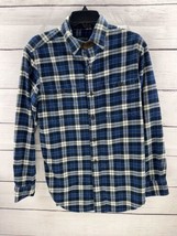 Orvis  Thick Blue Plaid Flannel Long Sleeve Button Down Shirt Small - £14.72 GBP