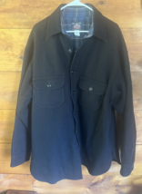 Johnson Woolen Mills Button Up Wool Shacket/Shirt  Mens XL Black Flannel... - $162.44