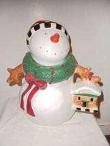Sakura Snowman Cookie Jar  Debbie Mumm   Vintage Collectible - $49.49