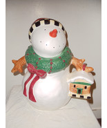 Sakura Snowman Cookie Jar  Debbie Mumm   Vintage Collectible - $49.49