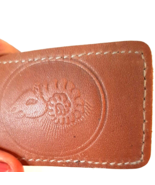 Vintage Tan Brown Leather Luggage Tag Ram Head Logo - $15.88