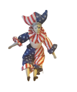  Sugar Loaf Creations Patriotic Jester Clown Doll USA Flag Heart Face Ju... - £18.44 GBP