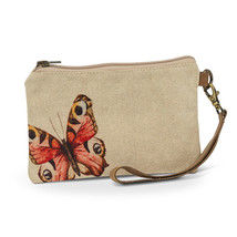 Butterfly Zip Wallet Leather Carrying Strap Flax Color With Zipper Closure Lined image 2