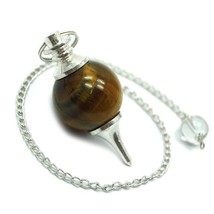 Bulk 5 Pcs Natural Tiger Eye Ball Shaped Gemstone Dowsing Pendulums - £31.61 GBP