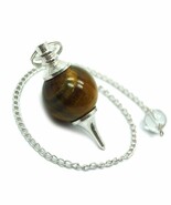 Bulk 5 Pcs Natural Tiger Eye Ball Shaped Gemstone Dowsing Pendulums - $915.99 MXN