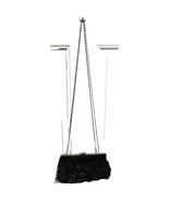 Vtg Black Faux Fur Shoulder Purse Formal Bag Metal Chain Strap &amp; Extra 1... - $44.95 CAD