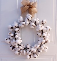 Wreaths Real Cotton Wreath Farmhouse Decor Christmas Vintage Wreath Deco... - $4.80