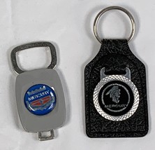 2 Vintage Mercury Logo Leather &amp; Plastic Metal Key Rings Fobs Holders - £23.31 GBP