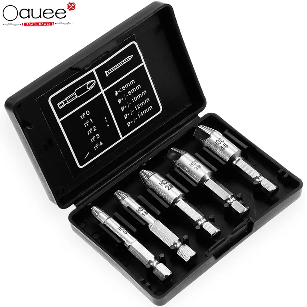 5pcs Damaged Screw Extractor Drill Bit Set St Broken Screw Bolt Remover ... - $166.27